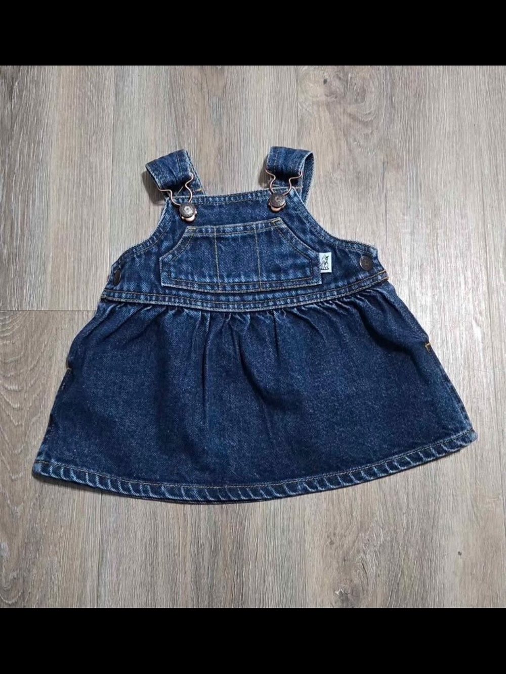 Classic Dark Blue Denim Baby Girl 3-6M Pinafore Dress for Kids